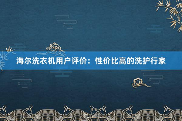 海尔洗衣机用户评价：性价比高的洗护行家